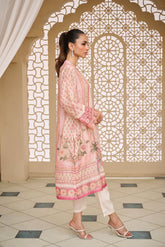 DA-2122 PEACH 2PCS  EMBROIDERED KURTA WITH TROUSER